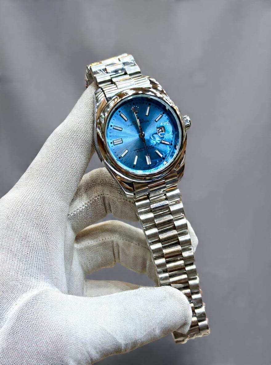 Rolex Brand Oyster Perpetual Watch With Stainless Steel Chain